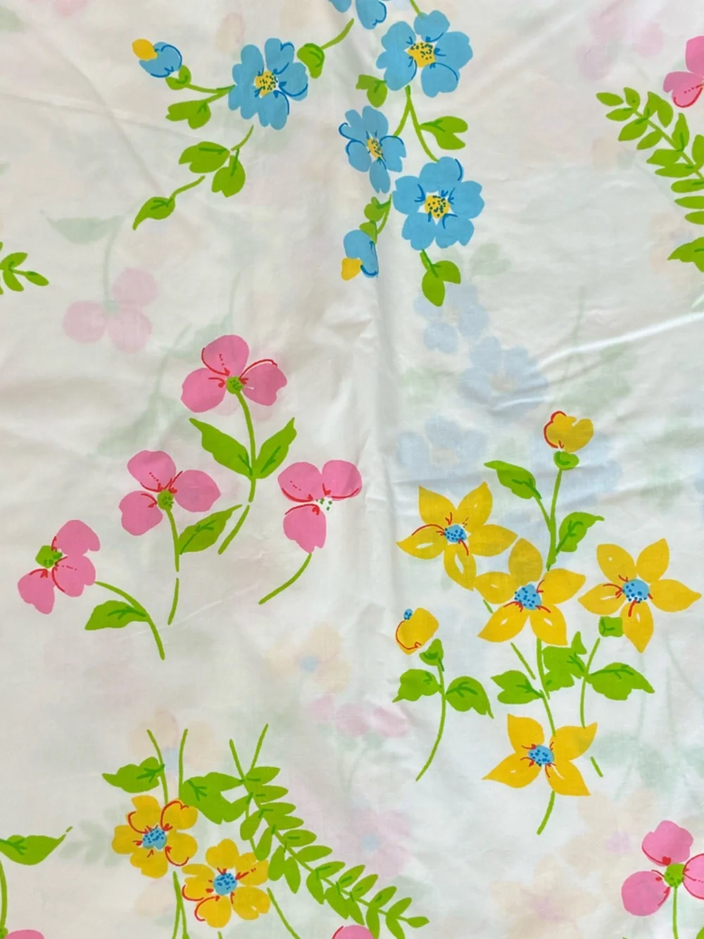 Vintage 60s 70s Pacific Floral Standard Double Flat Sheet
